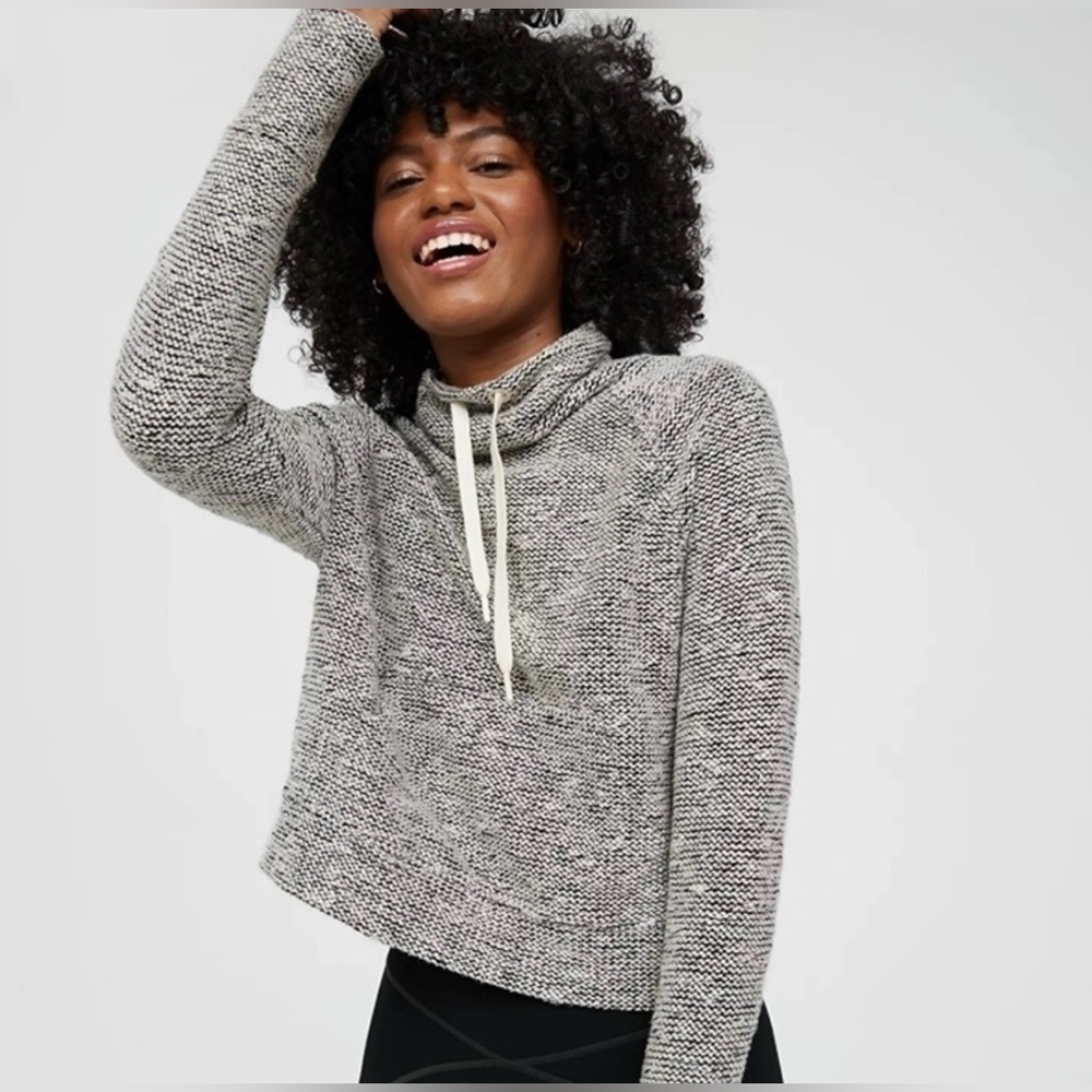 Offline By Aerie Funnel Neck Cropped Pullover Sweatshirt Sweater Heathered Gray